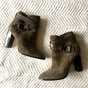 COACH Olive Green Suede Heeled Boots